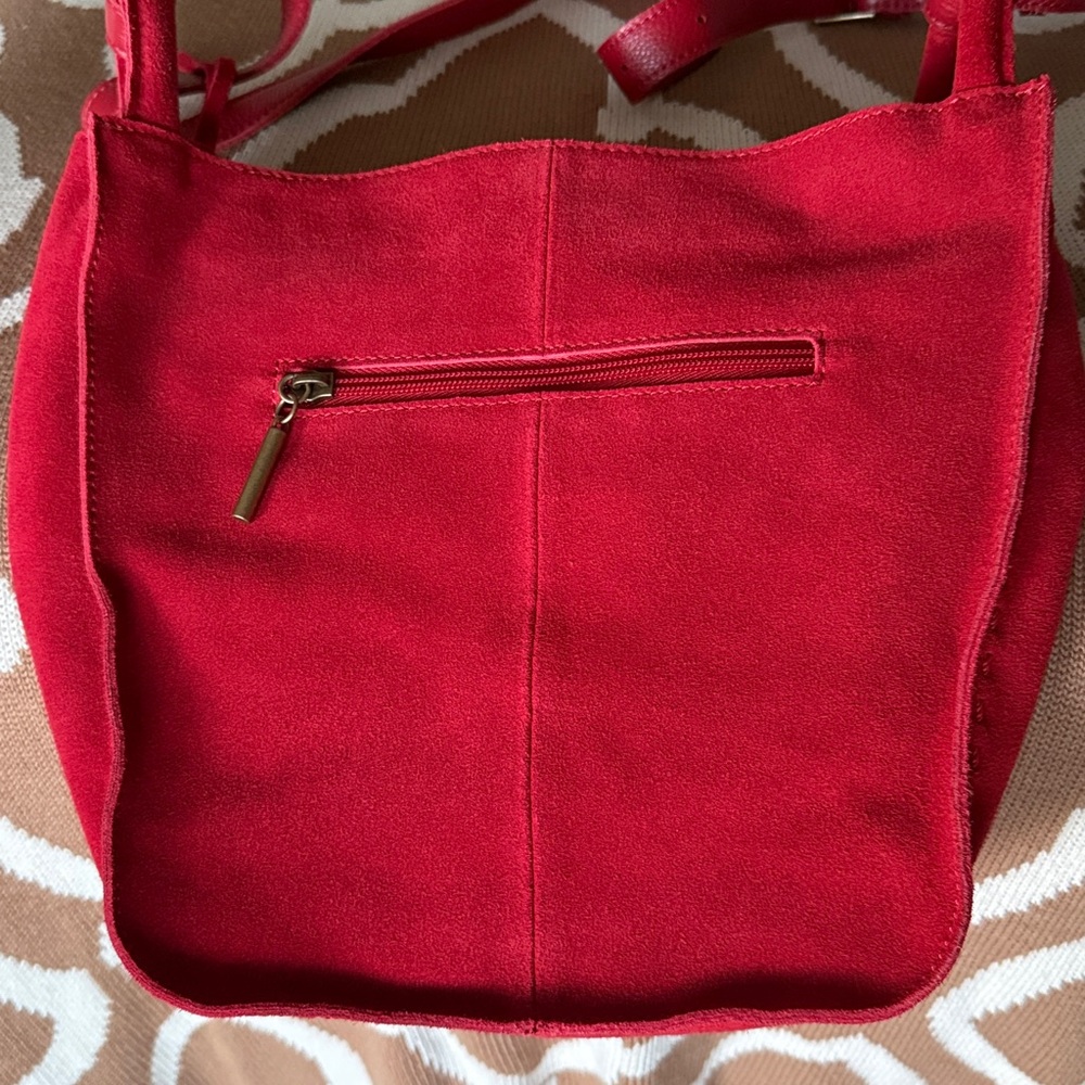 The Sak Los Feliz Scarlet Red Suede Hobo Bag Handbag Purse - Picture 15 of 16
